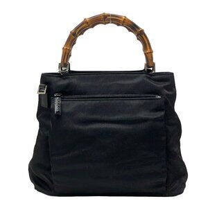 Gucci Bamboo Handbag Nylon Leather